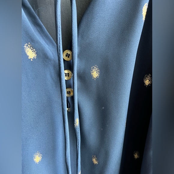 Navy and gold long sleeve blouse - Picture 6 of 8